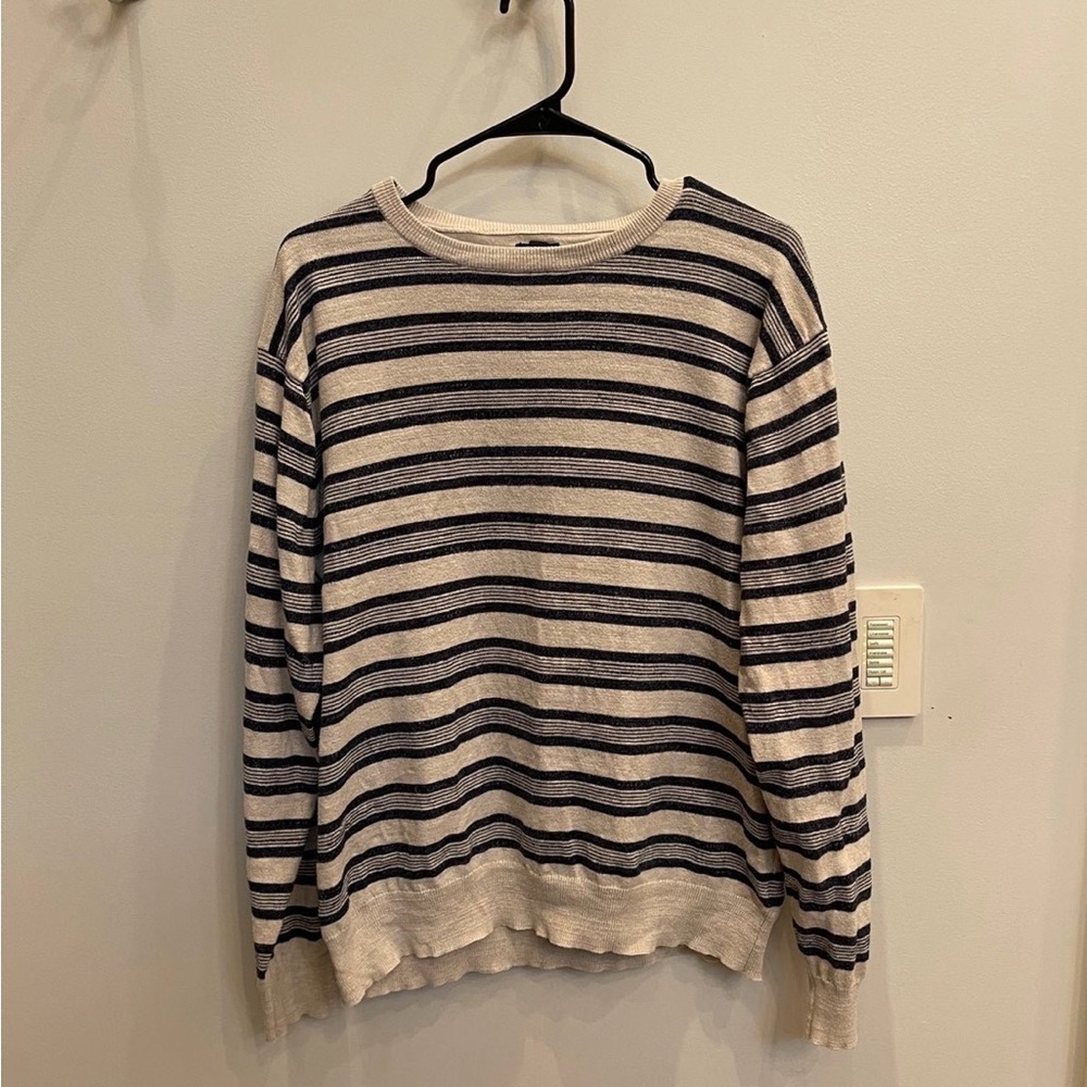 J. Crew Striped Crewneck Sweater - Cream & Black